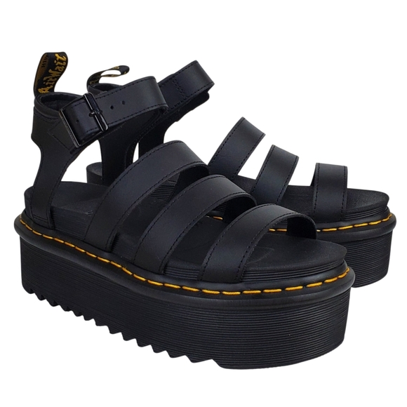 New Dr Martens Blaire quad platform sandals black hydro leather strappy boho y2k - Picture 5 of 15